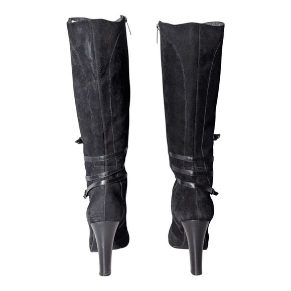 BRUNO MAGLI Tall Black Suede Buckled Over The Knee Boot Size 40 - Picture 5 of 9